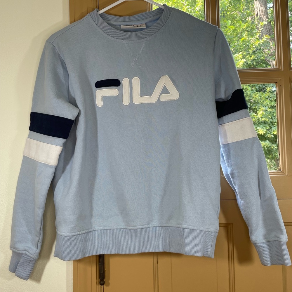 FILA Blue Crew Neck Striped Sweatshirt
